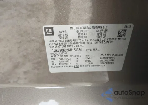 2016 GMC Yukon Denali from USA, damaged, VIN 1GKS2CKJ2GR133024